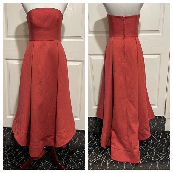 C/MEO COLLECTIVE WE WOKE UP HIGH/LOW STRAPLESS DRESS IN ROSEWOOD - Picture 3 of 9